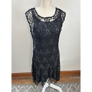 Anthropologie HD in Paris Size 4 Black Lace Overlay Dress Cocktail
